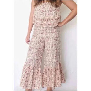 NWT Japna Women's Size Small Floral Print Wide Leg Strapless Jumpsuit